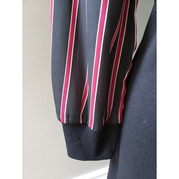 Luxology Knee Length Shift Dress Womens Small Black Striped Cotton Round Neck - Picture 3 of 11